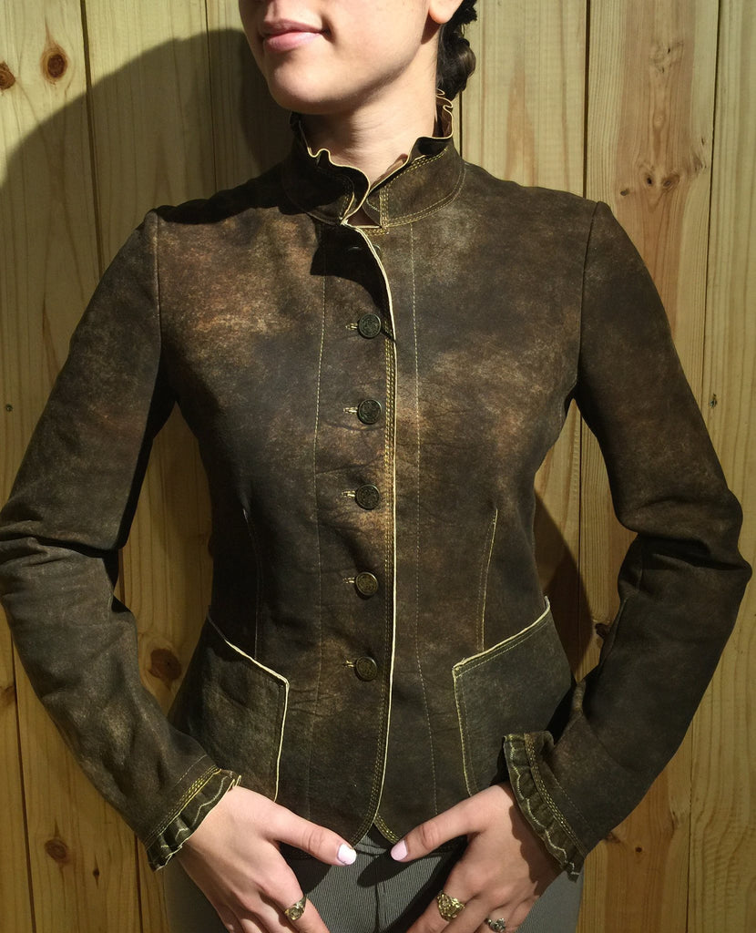 Artico Gringolino Ruffle Leather Jacket Black - Saratoga Saddlery & International Boutiques