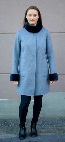 Bergen of Norway Kari - Navy/Grey Cashmere Mink Coat - Saratoga Saddlery & International Boutiques