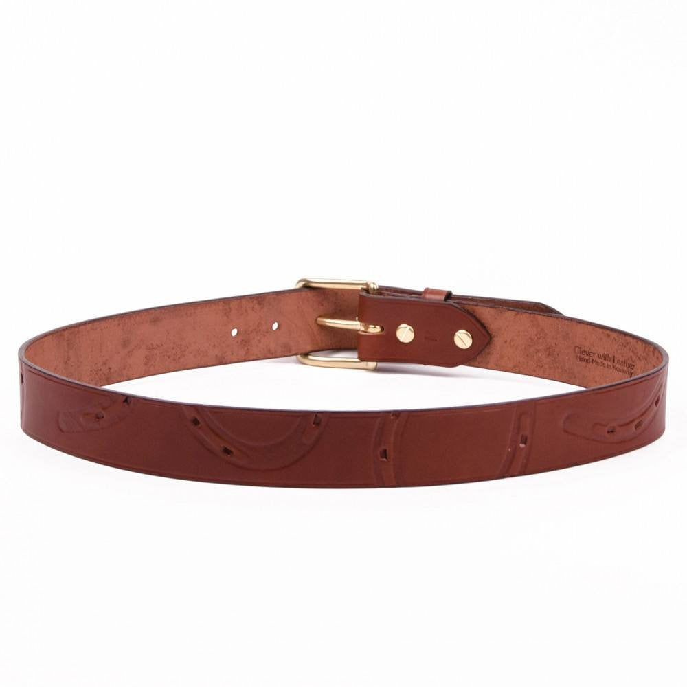 Clever with Leather Hoofprint Belt - Medium Brown - Saratoga Saddlery & International Boutiques
