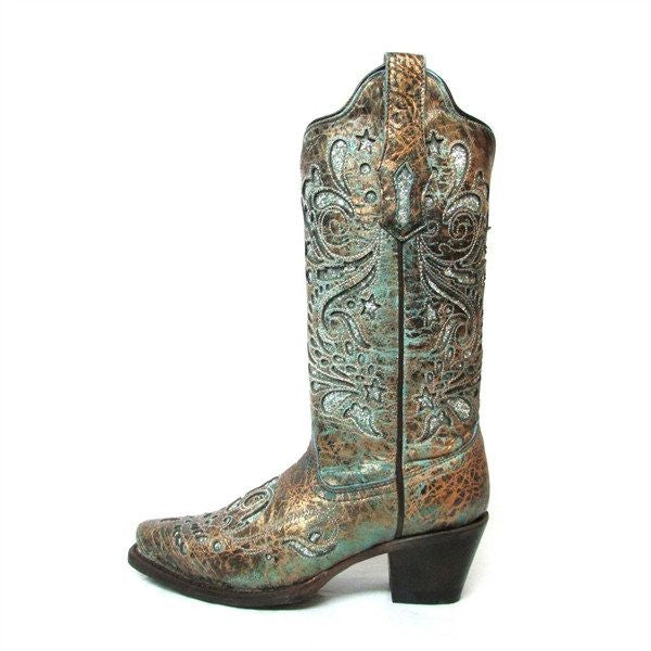 Corral turquoise cheap inlay boots
