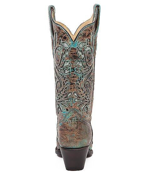 Glitter inlay cowboy boots top