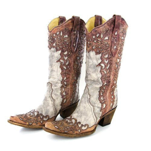 Corral Women's Laser Overlay Boot in Cognac A2665