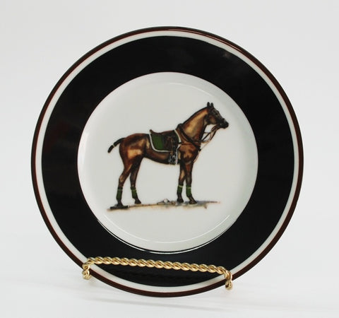 Artfully Equestrian Breakfast Plate Fox Hunting Fox and Whip