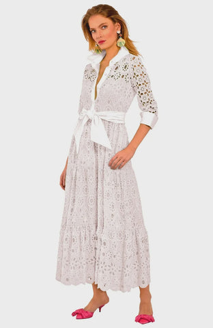 Jude Connally Kaia Dress Midi Impressionist Floral White