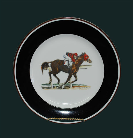 Artfully Equestrian Breakfast Plate Fox Hunting Fox and Whip