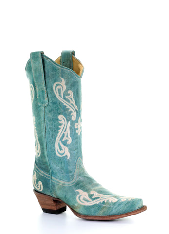 Corral Z0132 Women's Black and White Studs Cutout Cowboy Boots