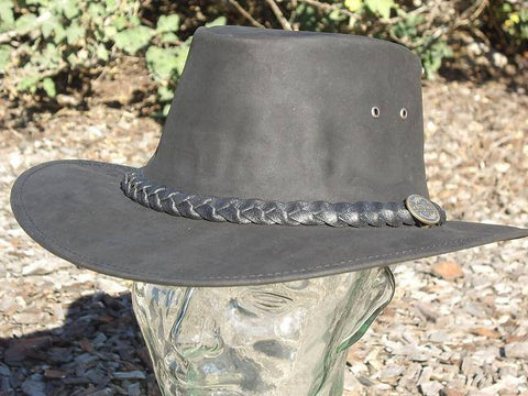 Kangaroo Leather Hat - Dark Brown Outback Survival gear