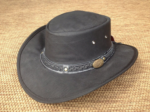 Kangaroo Leather Hat - Dark Brown Outback Survival gear