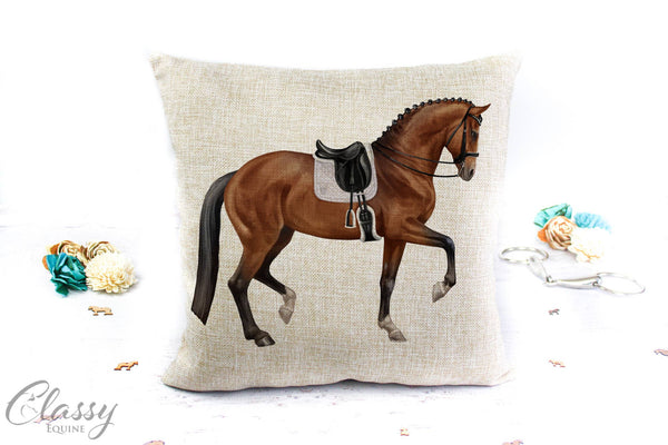 Dressage Horse Pillow Cover -  Horse Gifts Equestrian: Bay