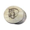 Horse Head Scrimshaw Bone Coasters (Set of 4)