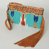 American Darling  ADBG344AQ   Wristlet Clutch Paisley  and Leather Strap SS26