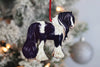 Black Tobiano Gypsy Cob Horse Christmas Ornament Decoration