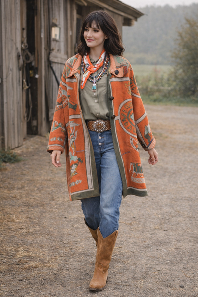 Equestrian Orange Reversible Coat 390K916 SS26