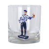 Blue Polka Dot Standing Jockey Rocks Glass