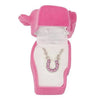 AWST Int'l Aqua Rhinestone Horseshoe Necklace w/Horse Head Gift Box: Pink