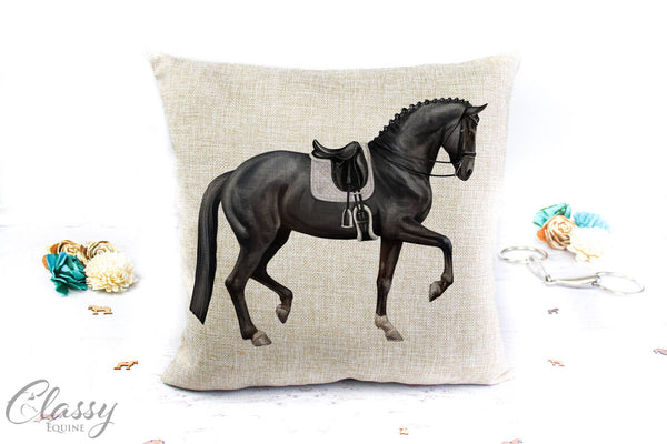Dressage Horse Pillow Cover -  Horse Gifts Equestrian: Black