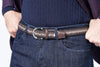 7 Downie Street Belt Venice Brown Black Woven Stretch SS25