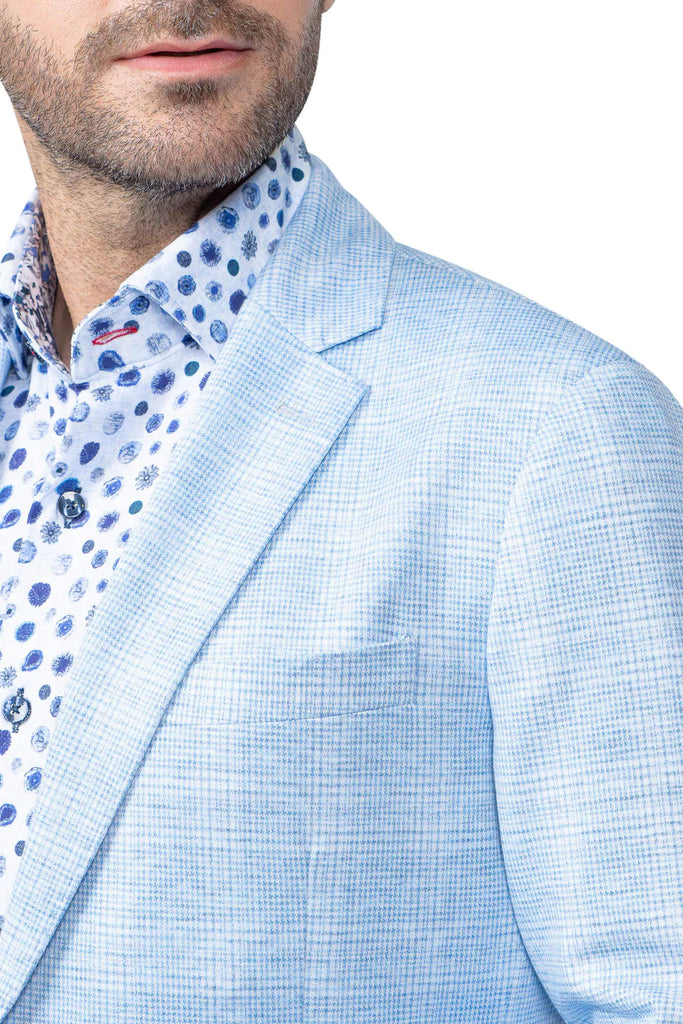7 Downie Street Blazer Light Blue Plaid Stretch Nantucket Sports Coat