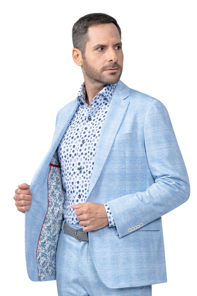 7 Downie Street Blazer Light Blue Plaid Stretch Nantucket Sports Coat