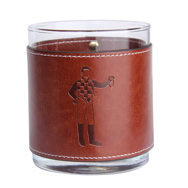 Standing Jockey Faux Leather Rocks Glass