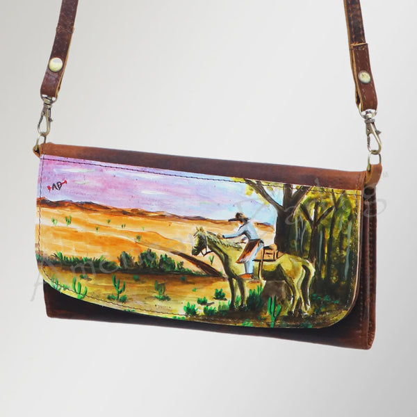 American Darling ADBGM112R29 Hand-Painted Leather Crossbody Clutch