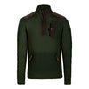 Green men's sweater with brown corduroy accents 