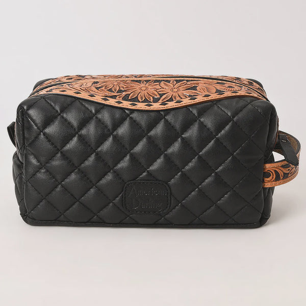 American Darling ADBG1675 Toiletry Hand Tooled Genuine Western Black Leather Bag SS25 - Saratoga Saddlery & International Boutiques