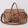 American Darling ADBG516Q Leopard Print Cowhide and Tooled Leather Western Duffle Bag SS26