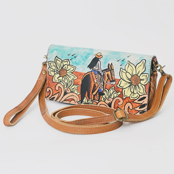 American Darling ADBGM169DR8 Hand-Painted Leather Crossbody Purse SS26