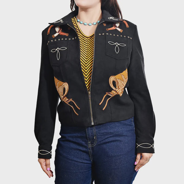 American Darling ADJKT074 Women Fabric Shirt Jacket Black  SS26