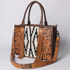 American Darling Hand Tooled Floral Western Leather Woven Saddle Blanket Tote Bag ADBG230K SS26
