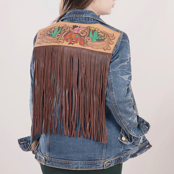 American Darling Women Leather Denim Jacket Limited Edition LC-ADJKT017 - Saratoga Saddlery & International Boutiques