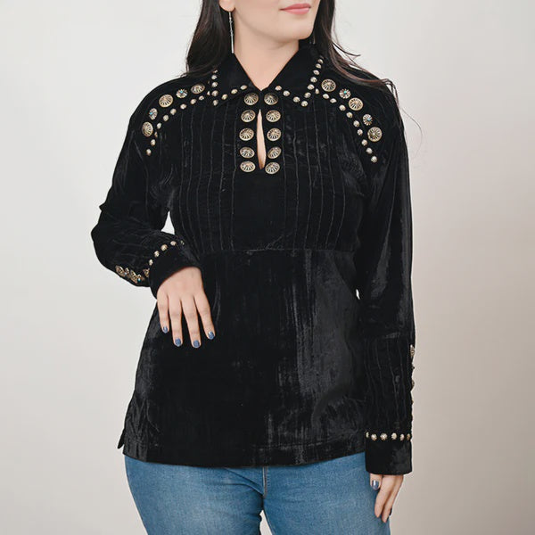 American Darling Velvet Tunic Top with Antique Concho Accents ADSH029 SS26