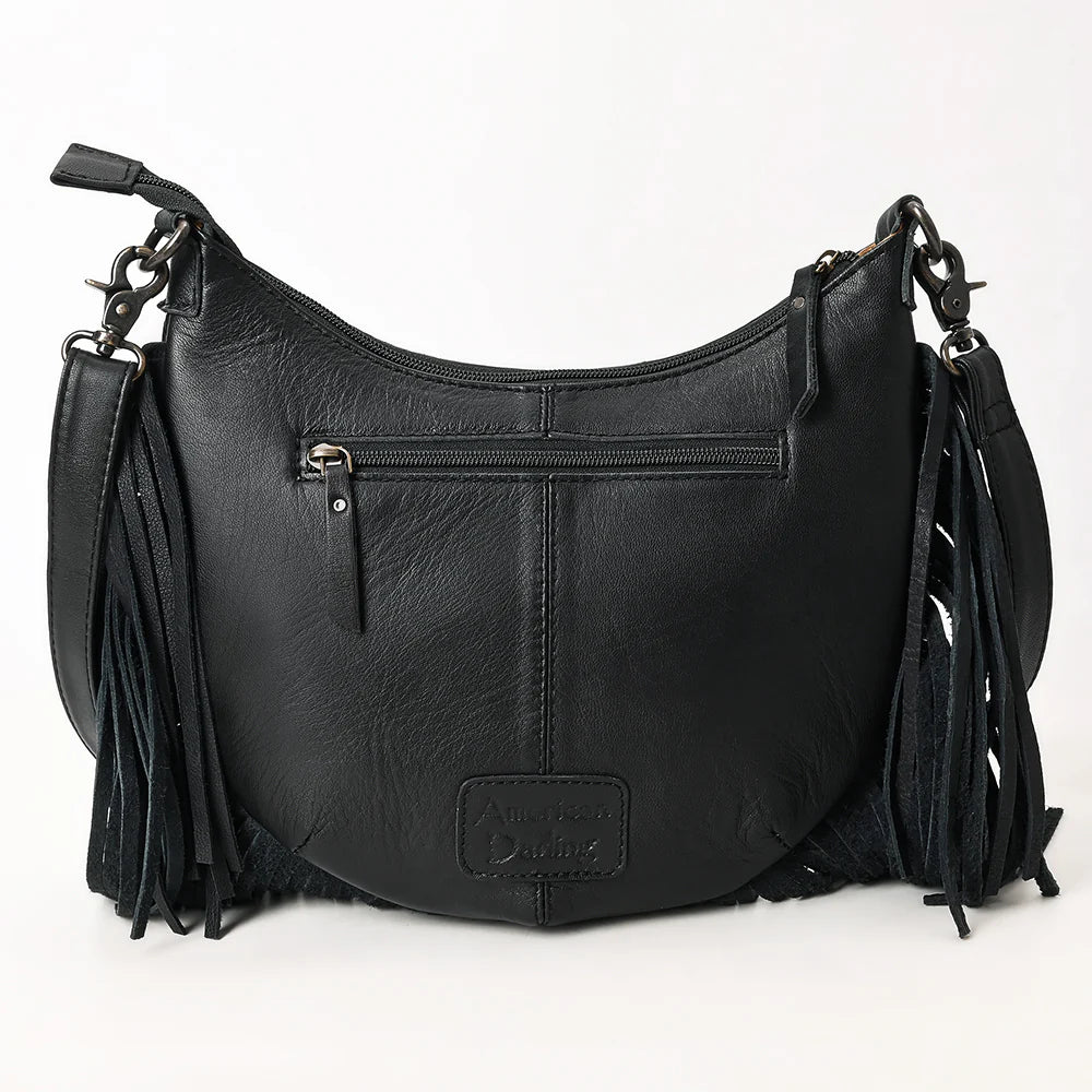 Black Crossbody Hand Tooled Genuine Western Leather Women American Darling ADBG1682
