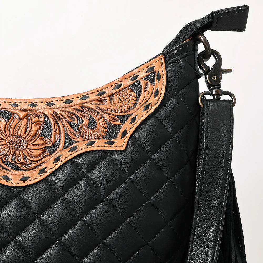 Black Crossbody Hand Tooled Genuine Western Leather Women American Darling ADBG1682
