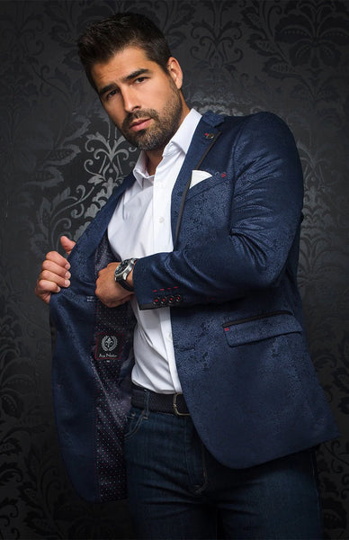 Au Noir William Jacquard Blazer Navy