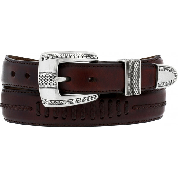 BRIGHTON Brown Mens Belt Salina Taper 74807 FW25up - Saratoga Saddlery & International Boutiques