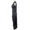 Belgian Francis Leaf Design Leather Maxi VEST in BLACK