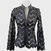 Belgian Francis Classic Leaf Design Leather Jacket in BLACK