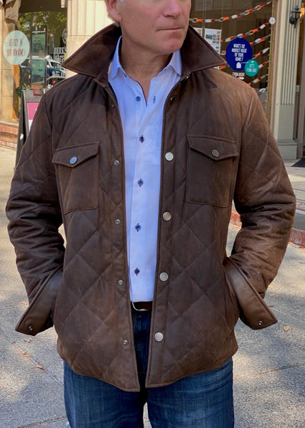 The Bergen of Norway Men's Quilted "Thor" Lambskin Leather Jacket! Luxury Leather Made in Italy