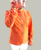 Bergen of Norway Women's Ruffle Leather Jacket in Deep Orange Color Bergen