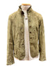 Bergen of Norway Women's Ruffle Suede Olive classy Leather Jacket