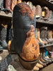 Black Jack Women's Black Brown Short Ankle Boots Hand-tooled Made in the USA LBBHTP 22854 0841