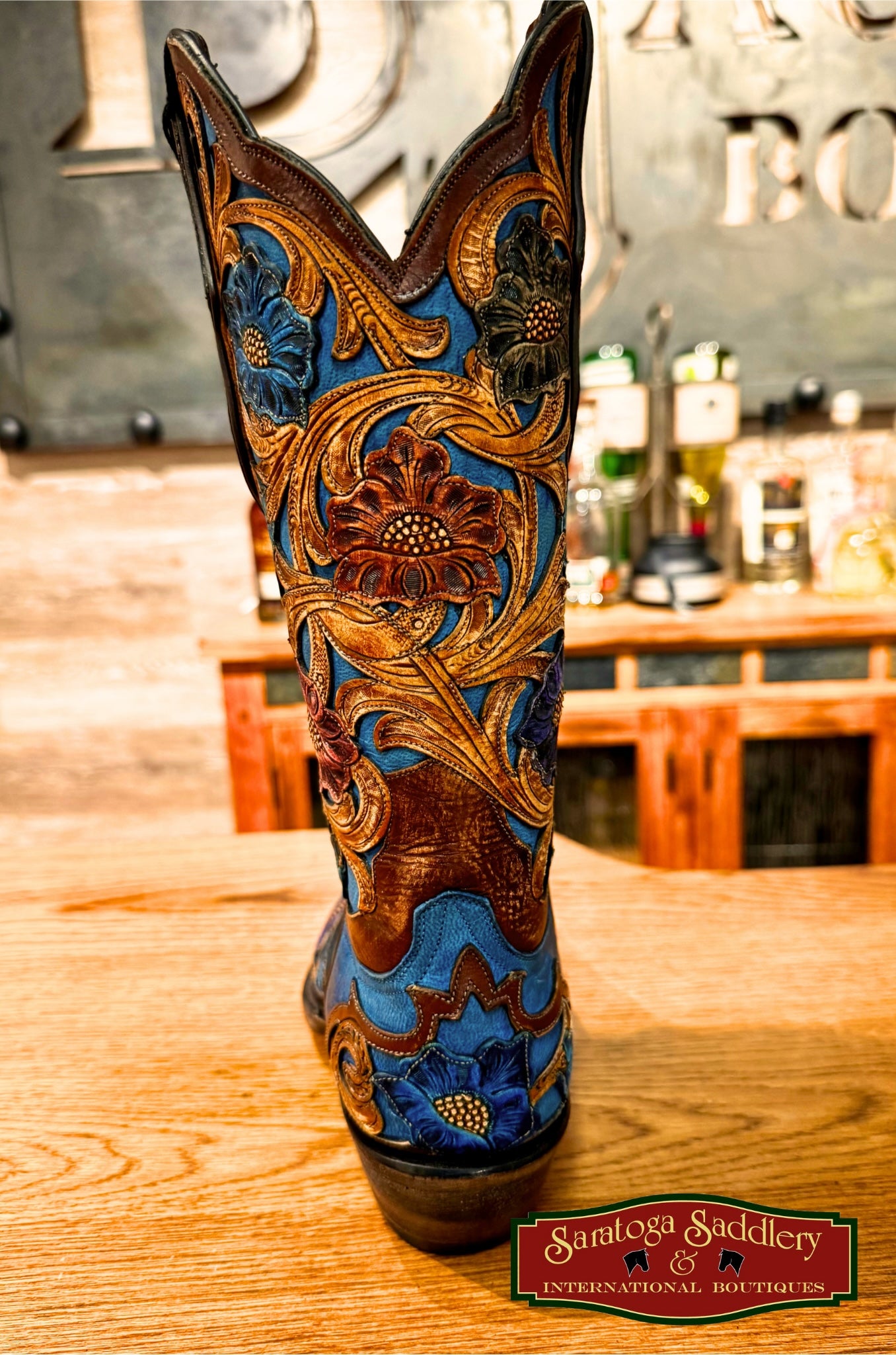 Black Jack Women's LHT1418 Blue Tooled Boots Saratoga Saddlery