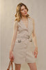 Blue B Contrast Stitched Western Buckle Lapel Dress 37334D FW26