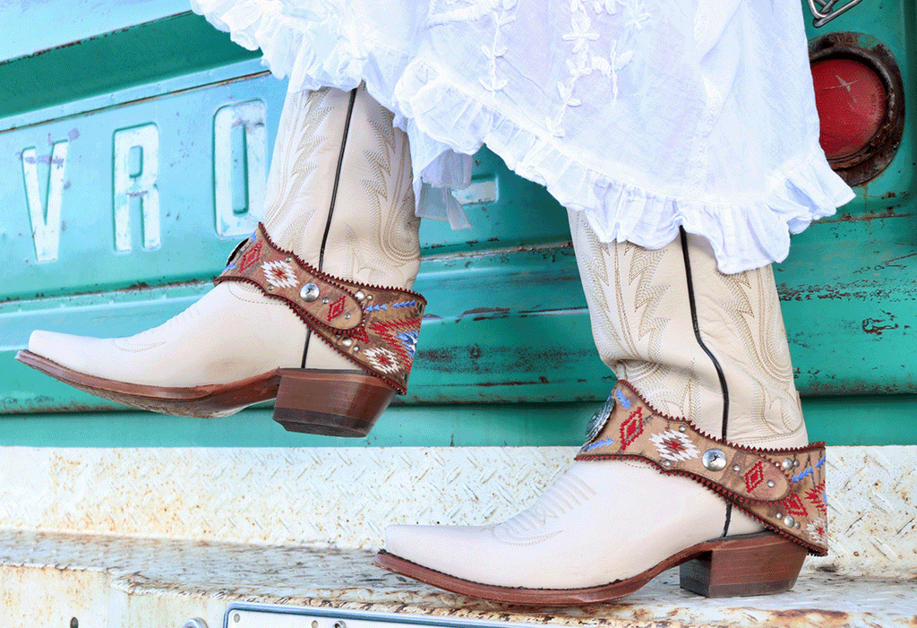 Boot Lassos Leather Boot Accessory Aztec Concho Design