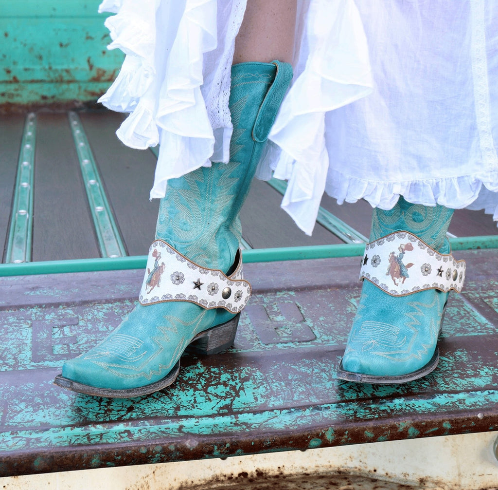 Boot Lassos Rodeo Darlin - White Leather Boot Harness - 