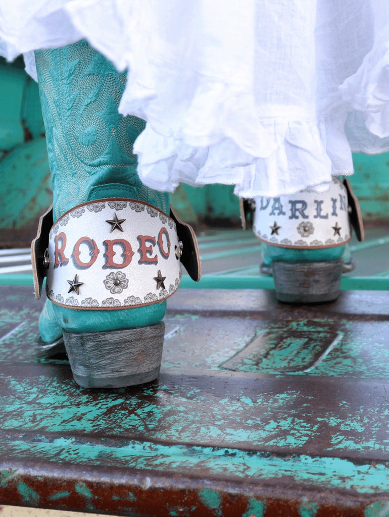 Boot Lassos Rodeo Darlin - White Leather Boot Harness - Wedding Boot Accessories