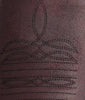 Close-up of a textured brown surface with black stitching patterns