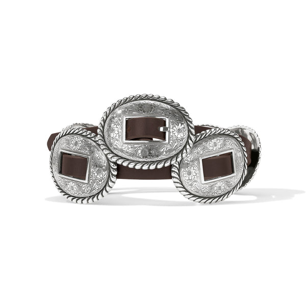 Brighton Fandango Silver Concho Leather Belt 5583L - Saratoga Saddlery & International Boutiques